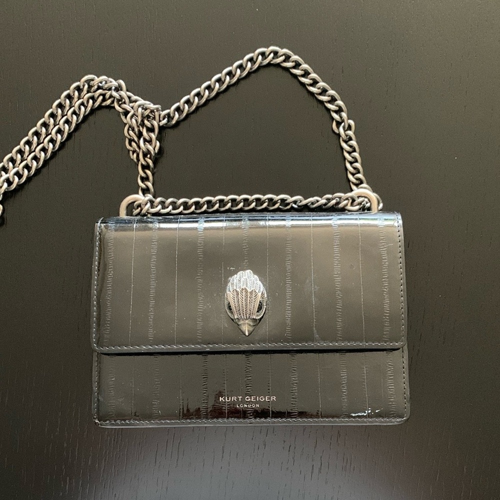 Kurt Geiger Black Crossbody Bag with Chain Strap and Eagle Detail